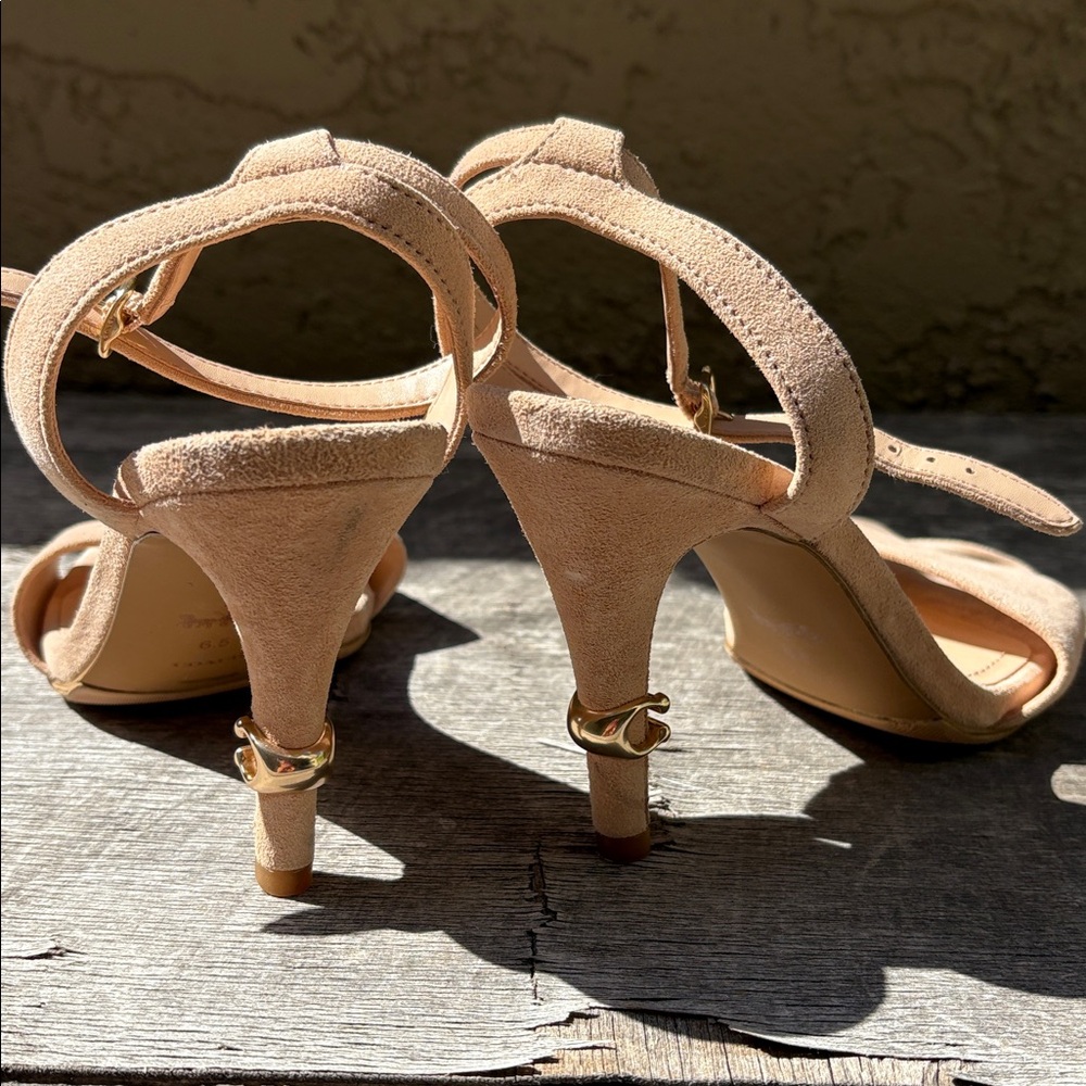 COACH Regina two piece Nude Suede Strappy 3 1/2” heels